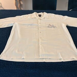 Harley-Davidson Silk Embroidered Button Front Short Sleeve Camp Shirt Men’s XL